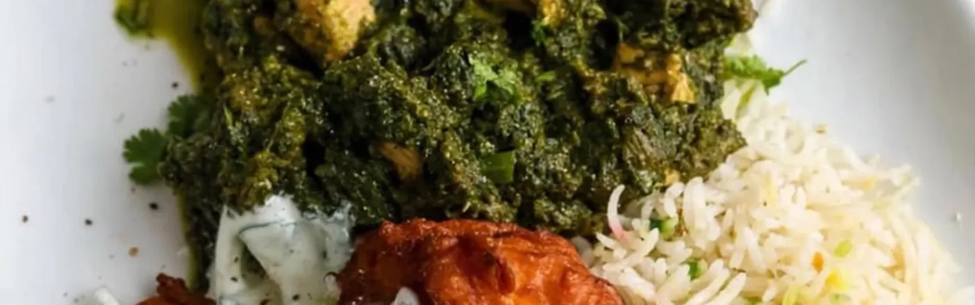 Spinach curry with rice