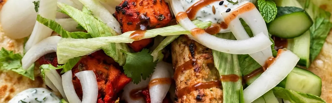 Chicken tikka nan kebab with salad
